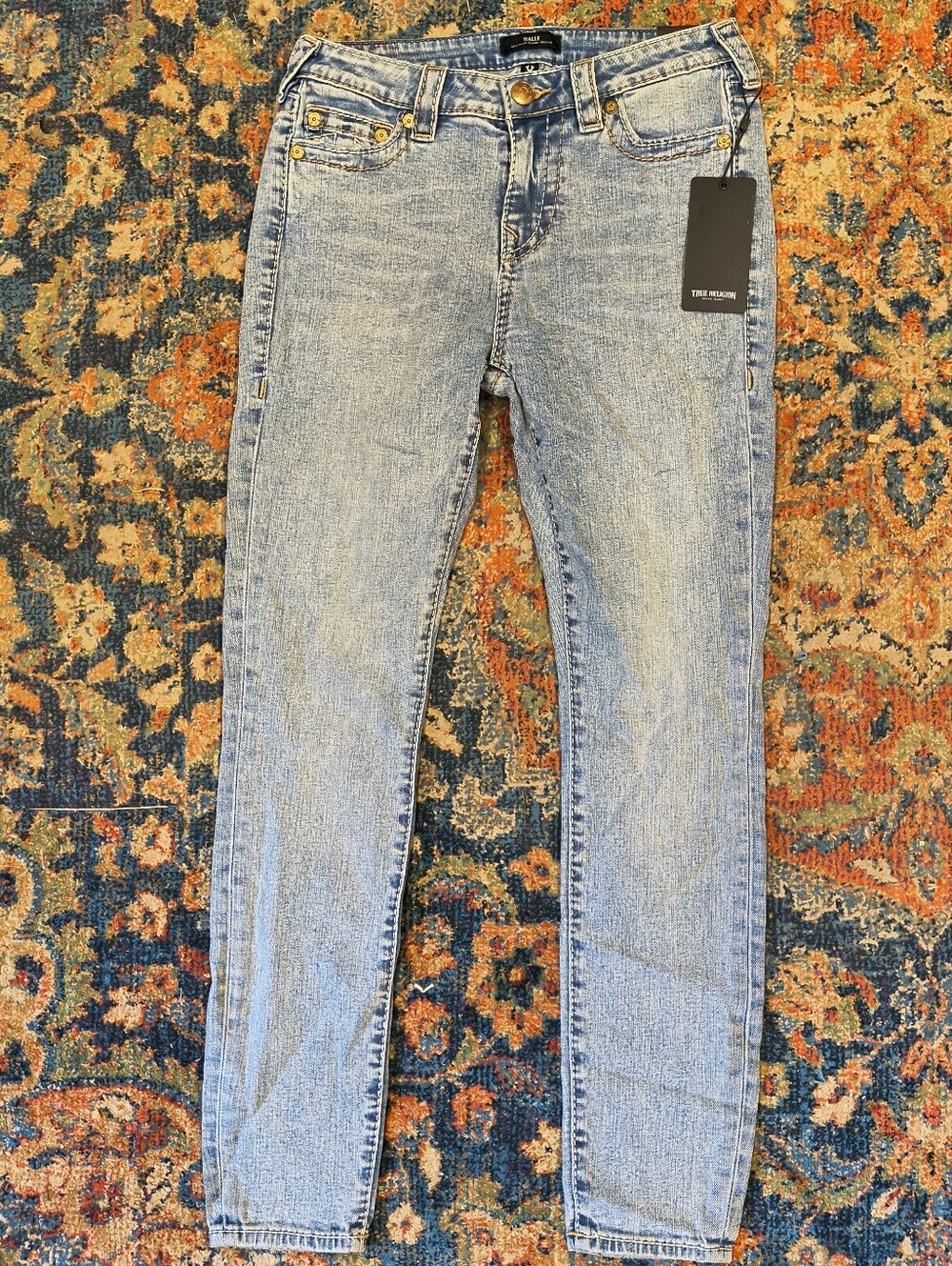 NWT True Religion Skinny Mid Rise Halle Jeans Scenic Route Color